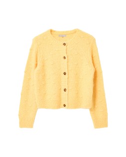 Yellow Bobble Stitch Crew Neck Knitted Cardigan £65