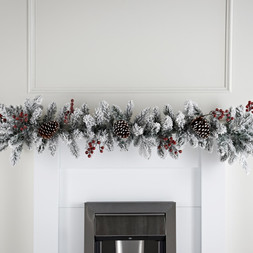 180CM SNOWY GARLAND WITH BERRIES & CONES (UNLIT) £20 (425457)