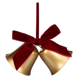 2 Hanging Brass Bells with Bow £3 (437095)