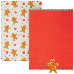 2PK GINGERBREAD TEA TOWELS 40XM X 60CM £4 (437478)