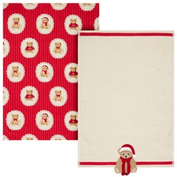 2PK VELOUR BEAR TEA TOWELS 40CMX60CM £4 (437423)