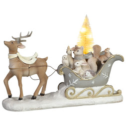 36CM DEER & WOODLAND ANIMALS SLEIGH £20 (425823)