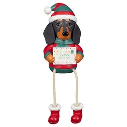 GDOG W:CANDY CANE, GIFT & ENVELOPE SHELF SITTER WITH ENVELPOE (425616)