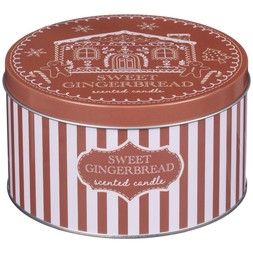 LARGE METAL TIN CANDLE WITH GINGERBREAD DESIGN £4 (436146)
