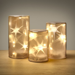 SET OF 3 STAR:SPARKLE DESIGN LED CANDLES £10 (436132)