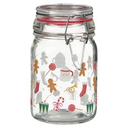 SINGLE NOVELTY GLASS JAR WITH CLIP LOCK £1.50 (437485)