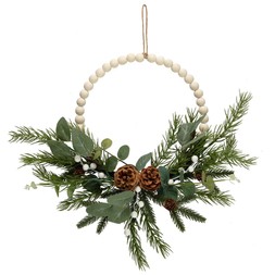 WREATH WITH WOODEN BEADS £6 (413165)
