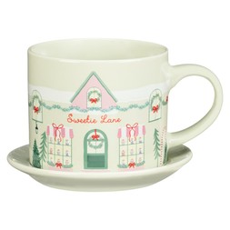 XMAS PATISSERIE MUG & SAUCER SET GREEN £4 (437444)