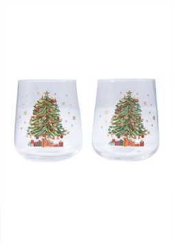 Nostalgia Sleigh Short Glass Tumbler x 2