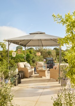 3x3 Metal Gazebo £179, Malmo Coffee Set £1199 & SAHARA S375 3 BURNER GAS BBQ £599