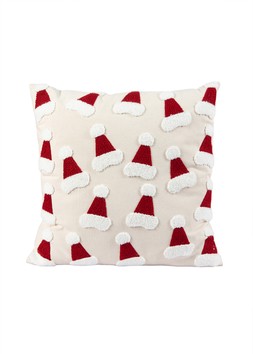 45Cm Square Cushion Embroidered Santa Hats
