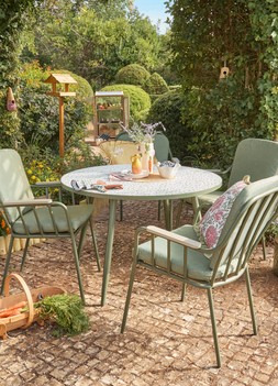 Aura 4 Seat Dining Set £599 & Sintra Glazed Terracotta Oil Drizzler Ochre £5.99.