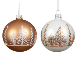 Christmas tree scene glass bauble 2col ass