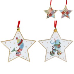 Wooden star patchwork fish and elephant