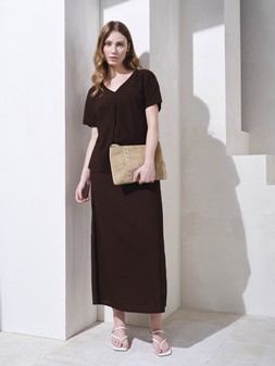 3:4 sleeve Linen Boxy Shirt £20 , Tie Waist Straight Linen Skirt £20, Faux Suede Crossbody Bag £21.