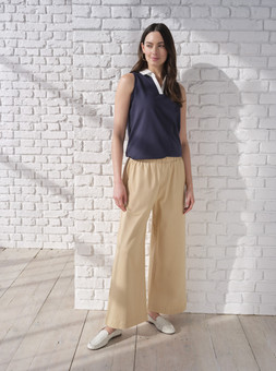 Collared Sleeveless Top £16 & Twill Wide Leg Trousers £25.