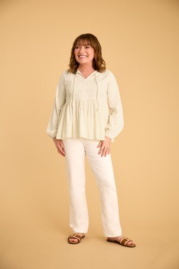 Embroidered Tie Front Top £18 Straight Leg Jeans £22 Raffia Strap Sandals £16
