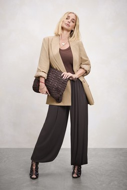 Womens Camel Linen Blend Blazer