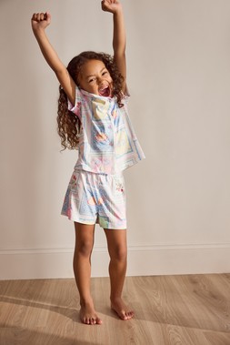 Girls Pink Brunch Tile Pyjama Set