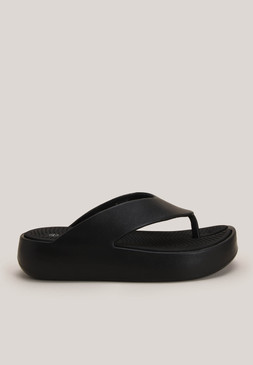 Womens Black Chunky Toe Post Sandals