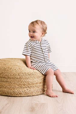 Baby Boys Cream Stripe Shirt & Shorts Set