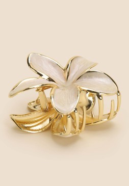Cream Flower Claw Hair Clip
