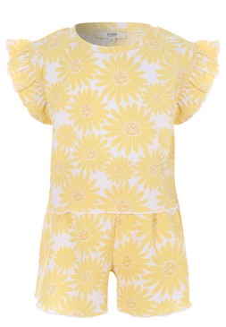 Girls Yellow & White Floral Crinkle Top and Shorts Set £7