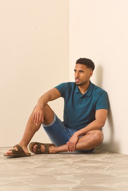 Mens Teal Textured Polo Shirt £12.