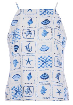 Womens Blue Shell Halter Vest Top £12