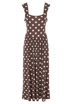 Womens Brown Polka Dot Jersey Midi Dress £25