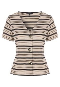 Womens Cream Stripe Button Front Top £20