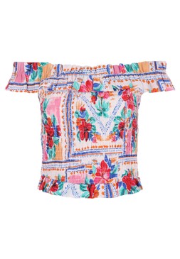 Womens Pink Floral Shirred Bandeau Top £18
