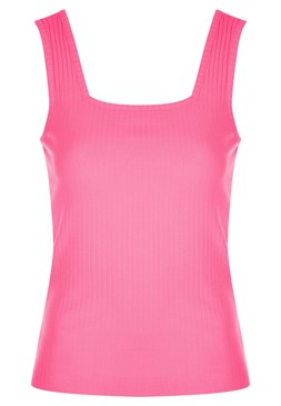 Womens Pink Ribbed Square Neckline Vest Top £10
