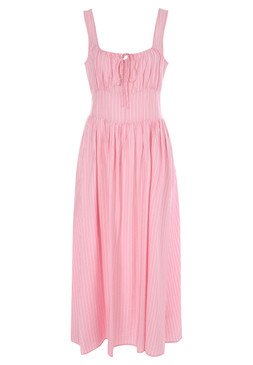 Womens Pink Stripe Waisted Midi Dress £25