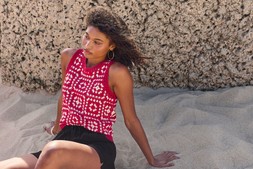 Womens Red Crochet Patchwork Tank Jumper £16