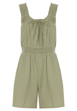 Womens Sage Shirred Waist Playsuit £20