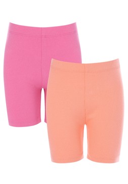 Younger Girls 2pk Coral & Pink Cycle Shorts £6
