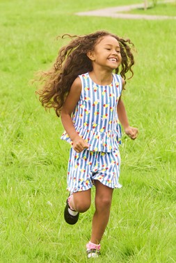 Younger Girls Blue Stripe Peplum Top and Shorts Set £8 2