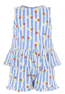 Younger Girls Blue Stripe Peplum Top and Shorts Set £8