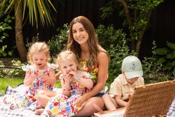 Younger Girls Red Watermelon Shirred Dress £9, Younger Boys Rust Stripe Cheesecloth Shirt & Shorts Set £14