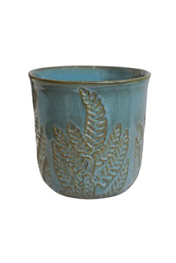 KEW EMBOSSED FERN TEAL PLANTER H21CM D23CM &pound;39.99 (Availble in other sizes)