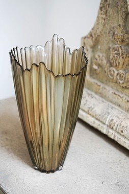 Amber Rippled Glass Vase H25cm W14.5cm &pound;22.99