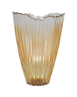 AMBER RIPPLEDGLASS VASEH20CM W14CM £19.99