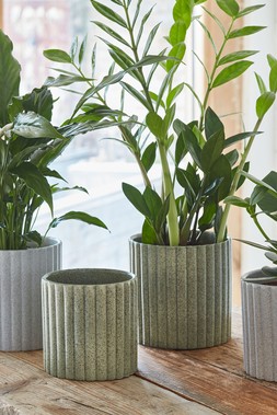Azalea Stone Ribbed Speckle Grey Planter H20cm D20.5cm &pound;22.99