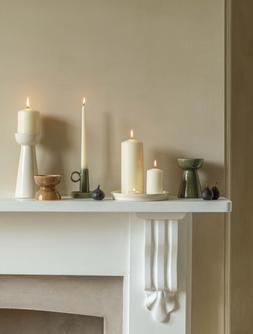 Bowen Dinner Candle Holder With Handle Moss H10cm D10cm &pound;14.99