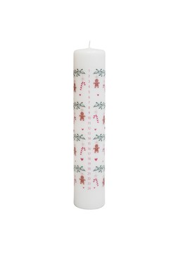 CANDY CANE GINGERBREAD PILLAR ADVENT CANDLE £12.99