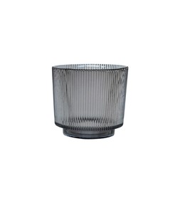 CHARCOAL RIBBED GLASS HOLDER H14CM W15CM £12.99