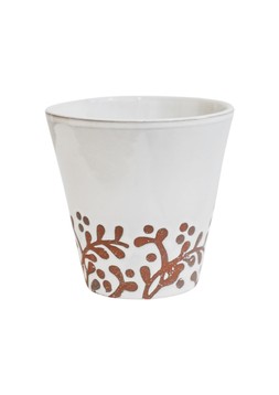 DOVER TERRACOTTA FOLIAGE GLAZED WHITE PLANTER H18CM D17CM £19.99