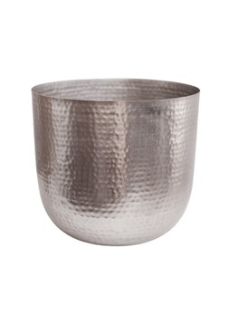 FELIX HAMMERED METAL SILVER PLANTER H16CM D18.5CM £14.99