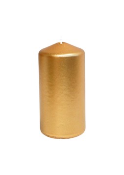 FESTIVE GOLD PILLAR CANDLES 6X12CM £5.99